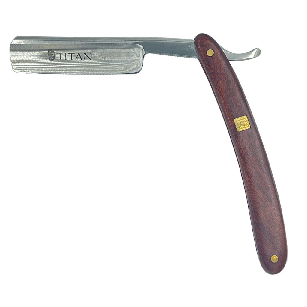 Titan Navaja Libre de Afeitar Japonesa con Mango de Caoba de 5/8"