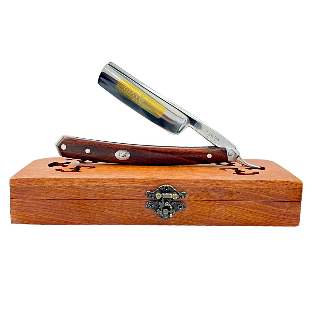 Titan Navaja Libre de Afeitar Japonesa con Mango de Caoba Edición Limitada